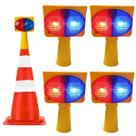 Sinalizador Solar Viario Kit 4 Duas Cores Cone Estrada Pisca Alerta Transito Emergencia Iluminaçao Acidente