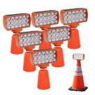 Sinalizador Solar Viario Kit 6 Duas Cores Cone Alerta Noturna Obra Rodovia Alerta Estrada Avenida Transito