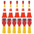 Sinalizador Viario Solar Cone Kit 11 Uni Estrada Rua Rodovia Iluminaçao Segurnaça Chuva Evita Acidentes Estacionamento Baliza Obra