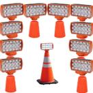 Sinalizador Viario Solar Kit 10 Duas Cores Cone Alerta Noturna Obra Rodovia Seguranca Estrada Avenida Transito