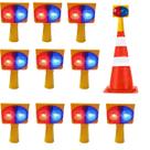 Sinalizador Viario Solar Kit 10 Duas Cores Cone Alerta Transito Atençao Estrada Iluminaçao Acidente