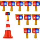 Sinalizador Viario Solar Kit 10 Duas Cores Cone Aviso Estrada Transito Fiscal Acidente Atençao Emergencia