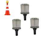 Sinalizador Viario Solar Kit 3 Uni Sinalizaçao Cone Transito Estrada Rodovia Obra Alerta Emergencia Aviso Acidentes