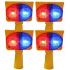 Sinalizador Viario Solar Kit 4 Duas Cores Cone Obra Estrada Rodovia Pisca Alerta Transito Atençao Emergencia Iluminaçao Acidente Segurança