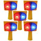 Sinalizador Viario Solar Kit 5 Duas Cores Cone Aviso Estrada Transito Fiscal Iluminaçao Acidente Atençao Emergencia