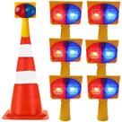 Sinalizador Viario Solar Kit 6 Cone Emergencia Acidente Rodovia Pisca Alerta Transito Obra