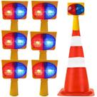 Sinalizador Viario Solar Kit 6 Duas Cores Cone Aviso Estrada Transito Fiscal Iluminaçao Acidente Atençao Emergencia