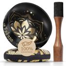 Singing Bowl Set Silent Mind Tibetan gravado com almofada e martelo