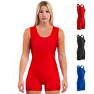 Singlete de luta Matman Edge feminino em spandex vermelho XS