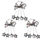 Sino dos Ventos Lagarto Flores Kit 3 Unidades Jardim Varanda Decoraçao Quintal Ambiente Externo Enfeite Rustico