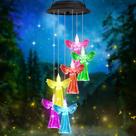 Sinos de vento solares para o exterior, sinos de vento para exteriores, luzes LED que mudam de cor, presentes para mulheres/mãe/avó/filha/esposa, luzes solares de jardim, presente de aniversário para mãe, decoração de pátio e exterior