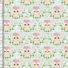 Sintético Doll Estampado - Coruja Fundo Verde