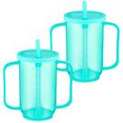 Sippy Cups Sliner, 2 peças para adultos, 350 ml com canudo e tampa azul