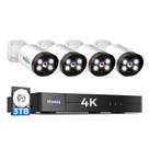 Sistema de câmera de segurança Hiseeu 4K Outdoor com HDD de áudio de 3 TB