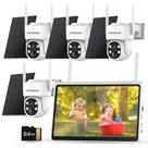 Sistema de câmera de segurança solar ZHXINSD 4K 4MP com monitor de 10"