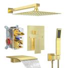 Sistema de chuveiro Fatspas com bico de banheira de 10" Rain & Handheld Gold