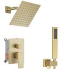 Sistema de chuveiro JingGang Brushed Gold 20x20cm com chuveiro de mão