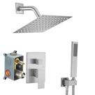 Sistema de chuveiro JingGang Brushed Nickel com cabeça de chuveiro de 20 cm