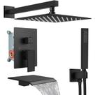 Sistema de chuveiro Midanya com bico de banheira Rainfall Head Black