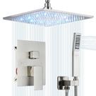 Sistema de chuveiro Saetow Chuveiro quadrado LED de 30 cm com spray de mão