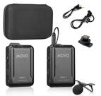 Sistema de microfone sem fio Lavalier Movo WMX-1 para DSLR