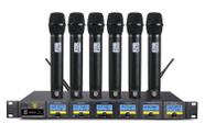 Sistema de microfone sem fio PRORECK MX66 UHF de 6 canais com 6 microfones Sistema de microfone sem fio PRORECK MX66 UHF de 6 canais com 6 microfones