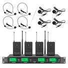 Sistema de Microfone Sem Fio WENWEN Pro UHF - 4 Canais, 4 Lapelas e 4 Fones de Ouvido