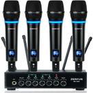 Sistema de microfone sem fio ZERFUN 4 canais UHF recarregável