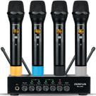 Sistema de microfone sem fio ZERFUN Pro 4 canais UHF com Bluetooth