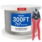 Sistema de trilhos de cabo Muzata 300 pés T316 em aço inoxidável 1/8"