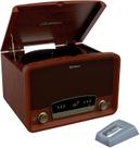 Sistema estéreo Electrohome Kingston 7 em 1 vintage de vinil com toca-discos de 3 velocidades, Bluetooth, rádio AM/FM, CD, entrada auxiliar, saída RCA/fone de ouvido com 2 agulhas de reposição extras (RR75)