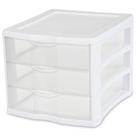 Sistema organizador de armazenamento Sterilite ClearView Compact Stacking com 3 gavetas para materiais de artesanato, escritório doméstico ou dormitório, branco (pacote com 8)