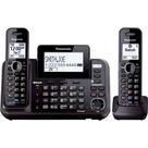 Sistema telefônico sem fio Panasonic de 2 linhas com 2 aparelhos - Secretária eletrônica, Link2Cell, conferência tridirecional, bloco de chamadas, DECT 6.0 de longo alcance, Bluetooth - KX-TG9542B (preto)