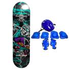 Skate Infantil Cachorro 50 Kg + Kit Proteção Completo Azul