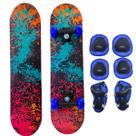 Skate Infantil Colorido 40 Kg + Acessórios De Segurança Azul Skate Infantil Colorido 40 Kg + Acessórios De Segurança Azul