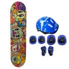 Skate Infantil Radical Monstro 50 Kg + Kit Proteção Círculo Azul