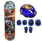 Skate Infantil Radical Old Shoes 50 Kg + Kit Proteção Desenho Azul