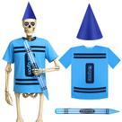 Skeleton Costume Mini-Inflat, camisa de giz de cera de 12 pés, chapéu, balão