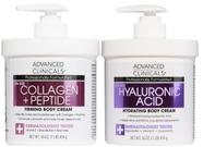 Skincare Set Advanced Clinicals, peptídeos de colágeno, loção corporal e hidratante de ácido hialurônico para mulheres e homens Skincare Set Advanced Clinicals, peptídeos de colágeno, loção corporal e hidratante de ácido hialurônico para mulheres e homens