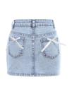 Skirt Floerns Cute Bow Denim Straight Pencil Mini azul claro Skirt Floerns Cute Bow Denim Straight Pencil Mini azul claro