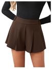 Skirts MakeMechic Houndstooth xadrez de cintura alta marrom café