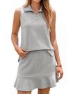 Skort Set Glamaker 2026 Summer Vacation, sem mangas, cinza, para mulheres