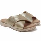 Slide Chinelo Feminino Usaflex Couro Amortecimento em Gel Cor:DouradoTamanho:34