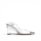 Slingback Anabela Metalizado