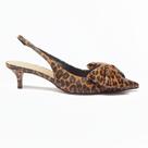 Slingback Cecconello Salto Baixo Laço Animal Print