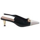 Slingback couro croco bicolor salto baixo vicenza 11461