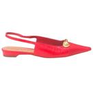 Slingback couro croco salto baixo vermelho vicenza 11465