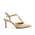 Slingback Couro Off White Salto Médio Cecconello 2717003-2