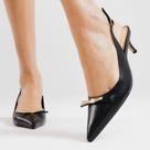 Slingback Couro Preto Salto Baixo Cecconello 2629013-1 Slingback Couro Preto Salto Baixo Cecconello 2629013-1