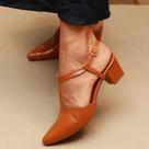 Slingback em Couro Clara Caramelo